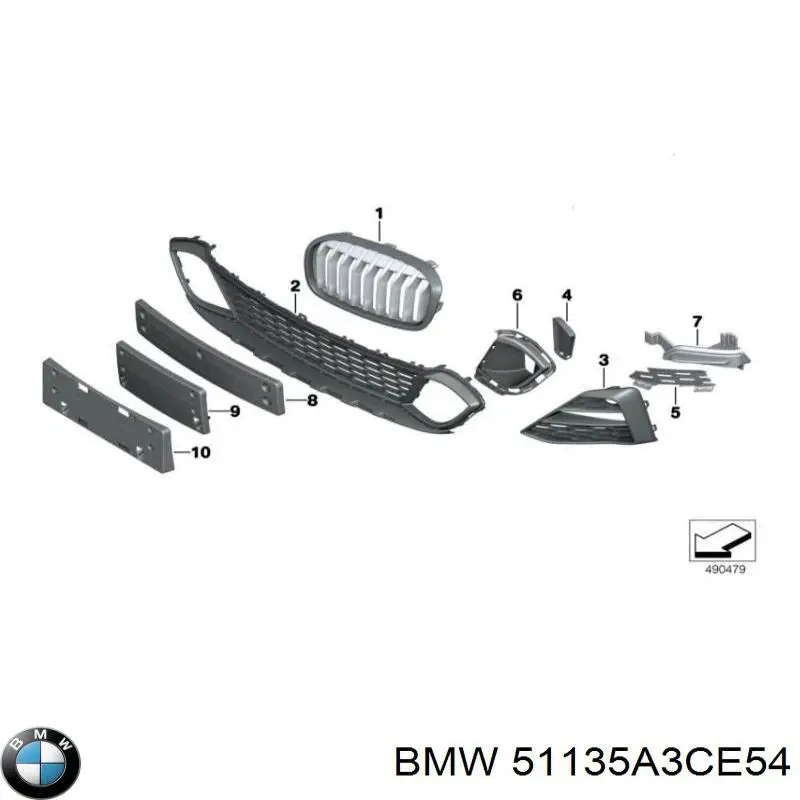 51135A3CE54 BMW Решітка радіатора права