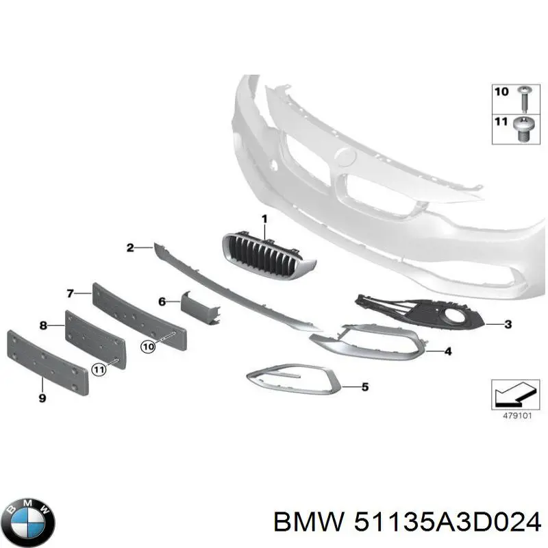 51135A3D024 BMW Решітка радіатора права