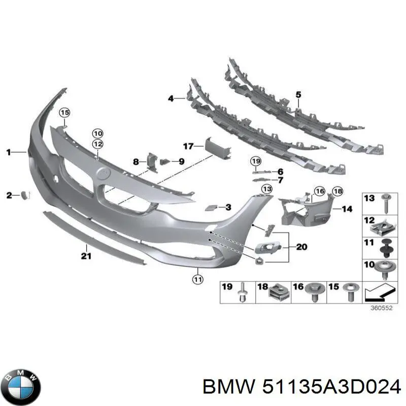 Купити 51135A3D024 BMW Решітка радіатора права