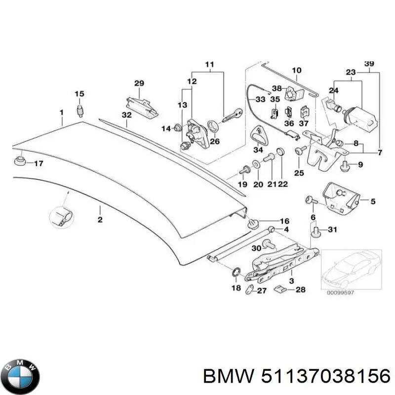 Молдинг кришки багажника на BMW 5 (E39)