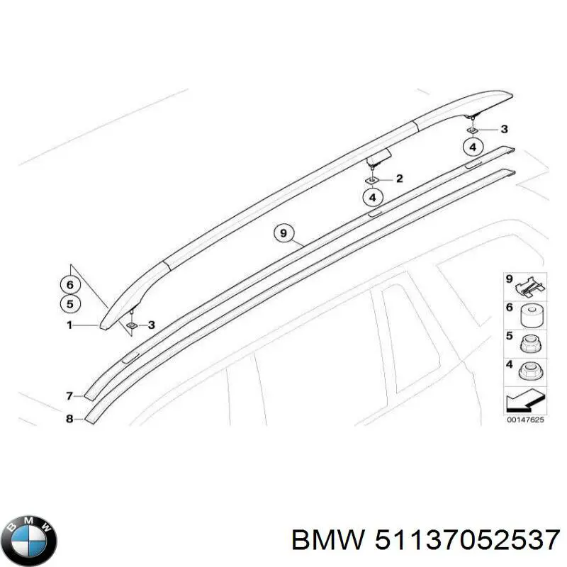 Рейки-рейлінг багажника лівий на BMW X3 (E83)