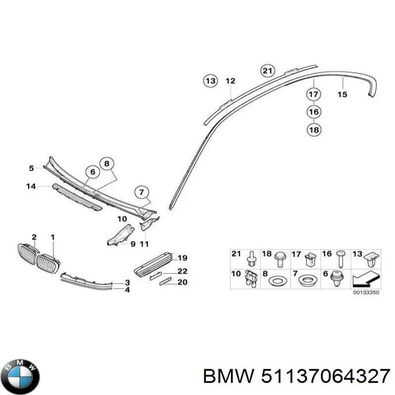 51137064327 BMW вія (накладка лівої фари)