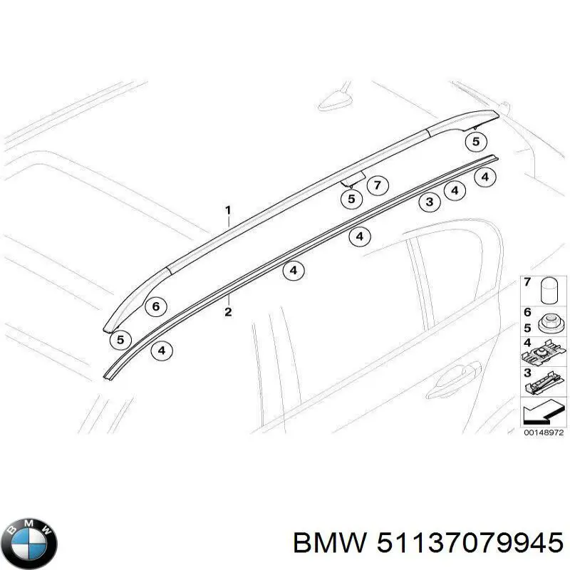 51137079945 BMW Автомобільний рейлінг на дах лівий