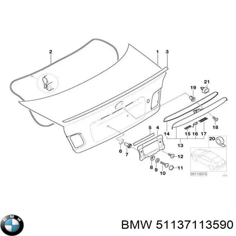 Ліхтар підсвічування заднього номерного знака 51137113590 BMW