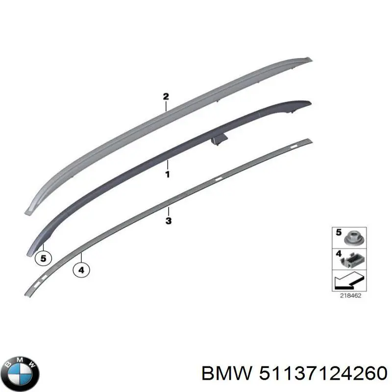 Купити 51137124260 BMW Молдинг даху, правий