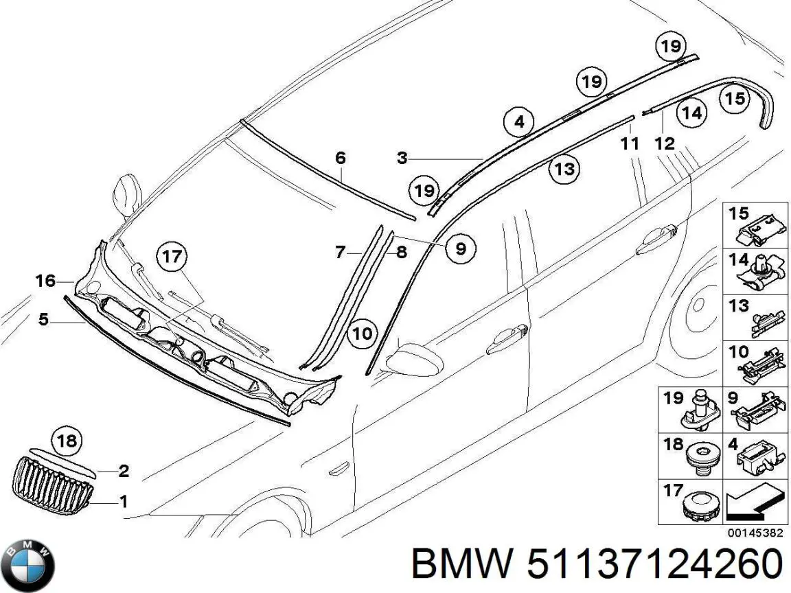 51137124260 BMW Молдинг даху, правий
