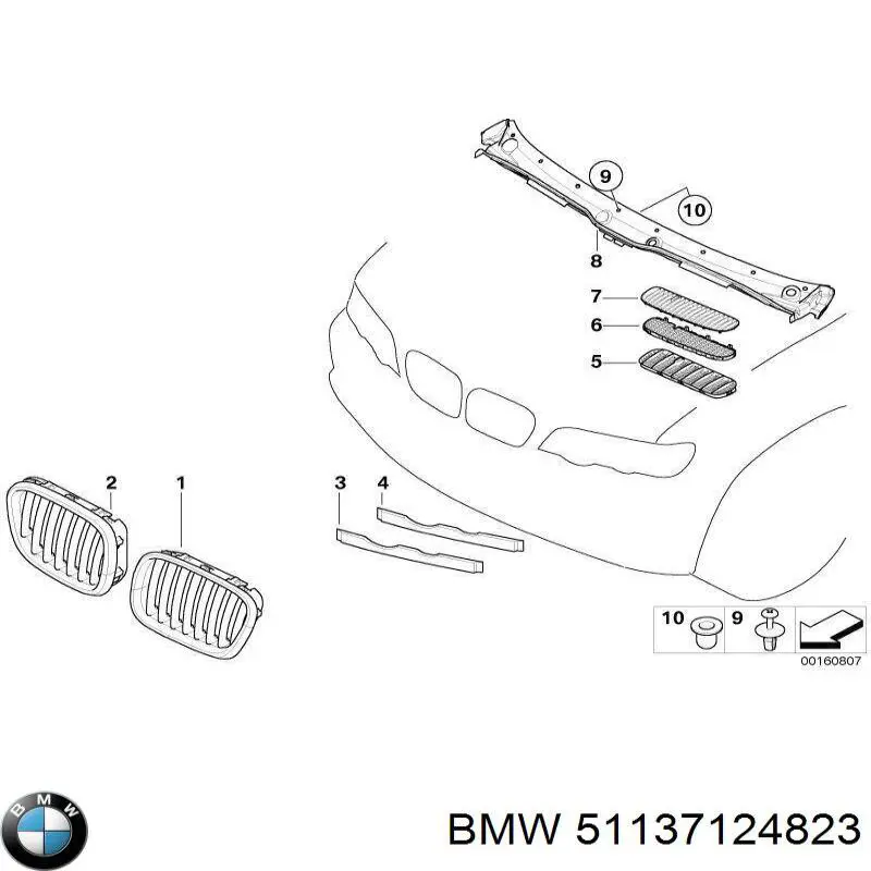 51137124823 BMW решітка капота