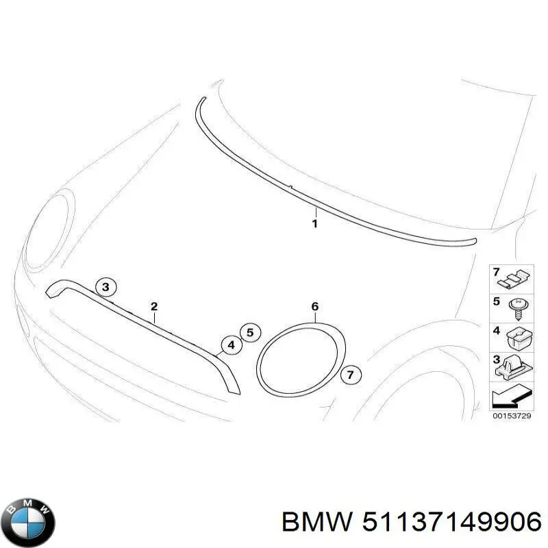 51137149906 BMW Рамка/облицювання фари правої