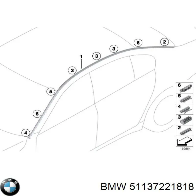 Молдинг даху, правий BMW 51137221818 ціна, від 25.34 USD
