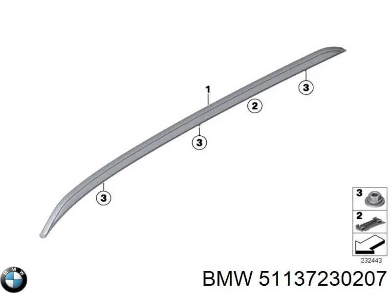 51137230207 BMW Автомобільний рейлінг на дах лівий