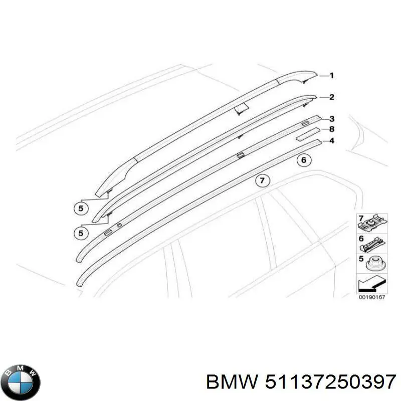 Молдинг даху, лівий BMW 51137250397 ціна, від 50.68 USD