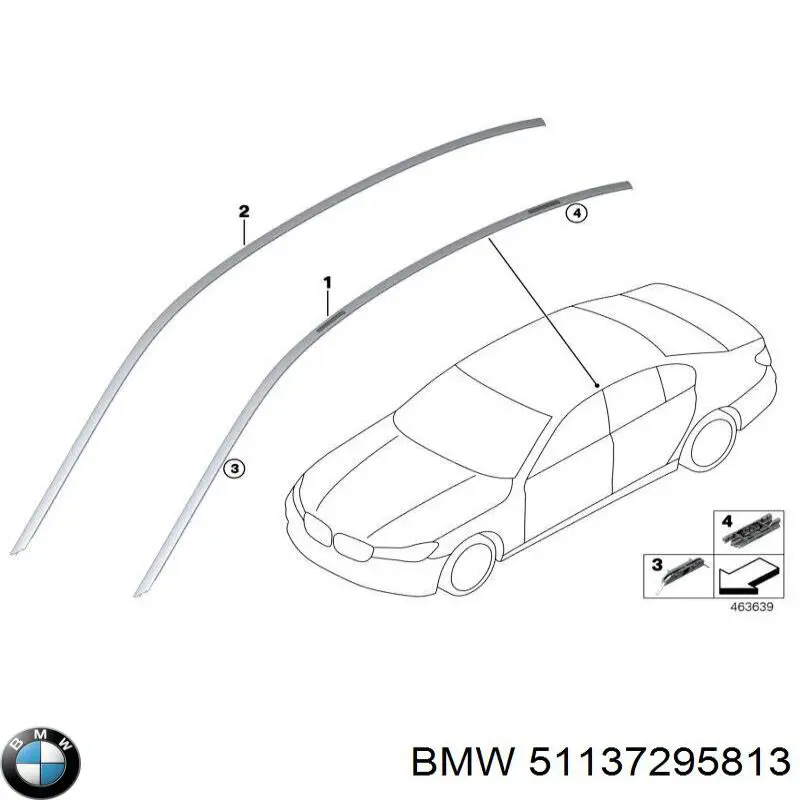 Рейлінг даху лівий BMW 51137295813 ціна, від 124.02 USD