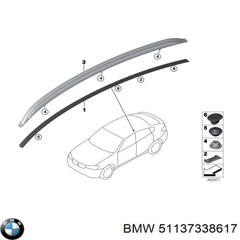 Молдинг даху, лівий BMW 51137338617 ціна, від 125.42 USD