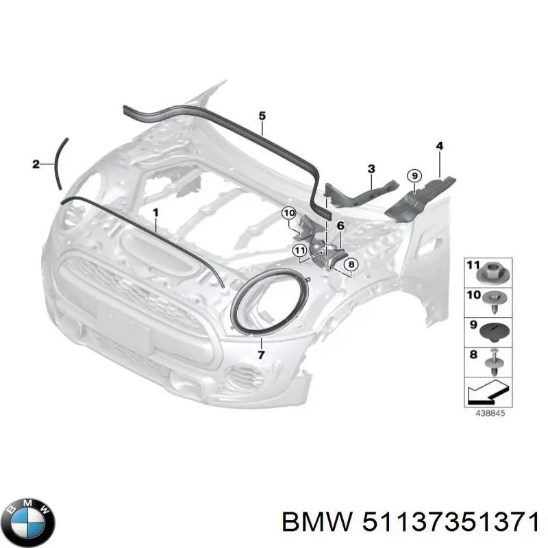 Рамка/облицювання фари лівої BMW 51137351371 ціна, від 47.29 USD