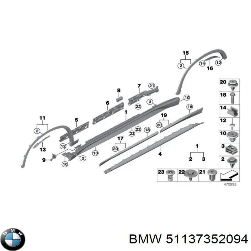 Молдинг задніх правих дверей BMW 51137352094 ціна, від 24.70 USD