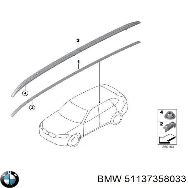 Молдинг даху, лівий BMW 51137358033 ціна, від 161.33 USD