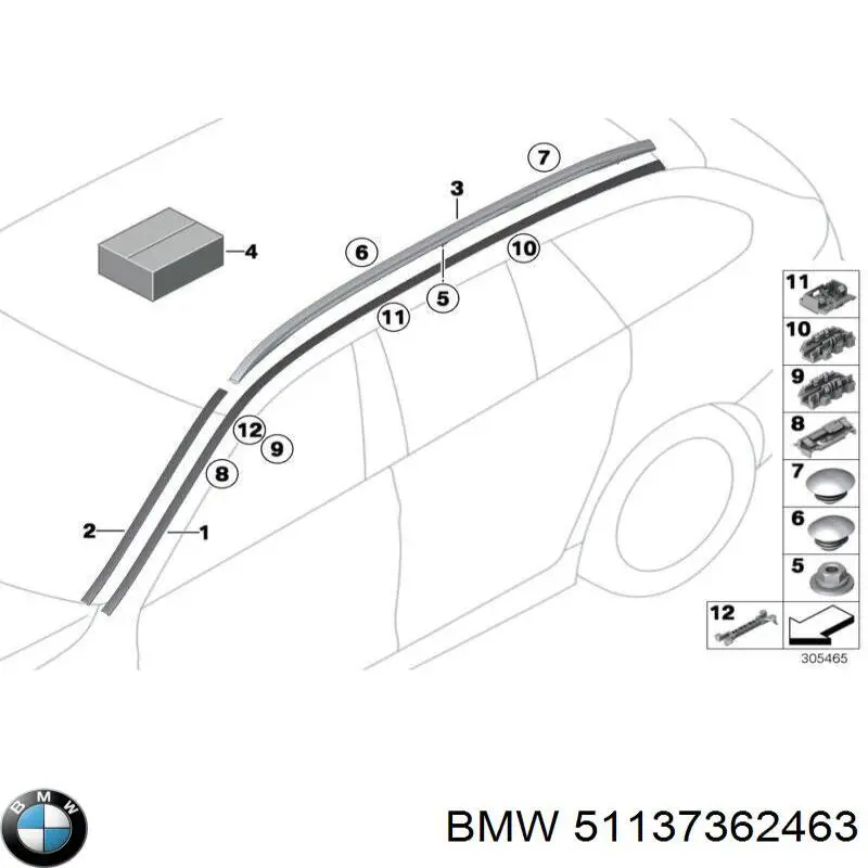 Молдинг даху, лівий BMW 51137362463 ціна, від 63.35 USD