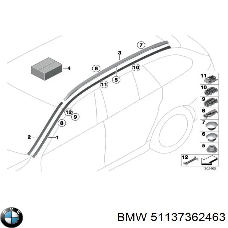51137362463 BMW Молдинг даху, лівий
