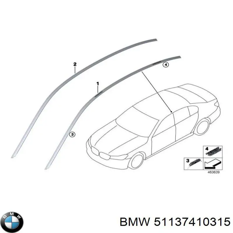 51137410315 BMW Молдинг даху, правий