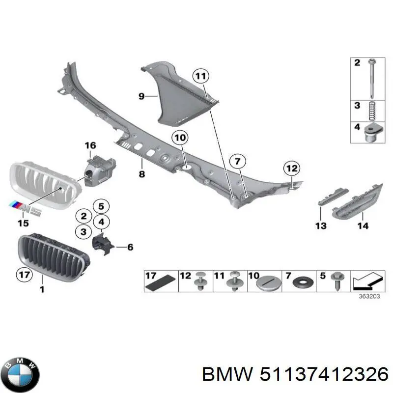 Решітка радіатора права BMW 51137340320 ціна, від 28.14 USD