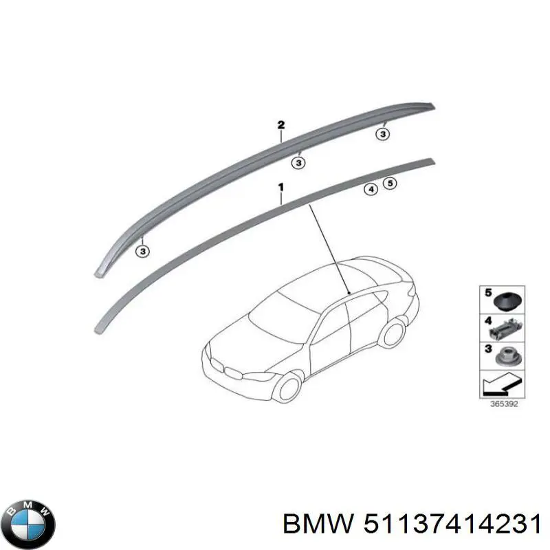 51137414231 BMW Автомобільний рейлінг на дах лівий
