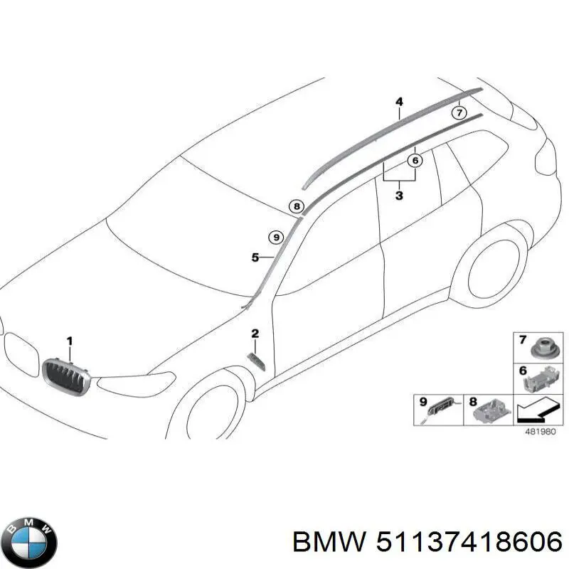 51137418606 BMW Молдинг переднього правого крила