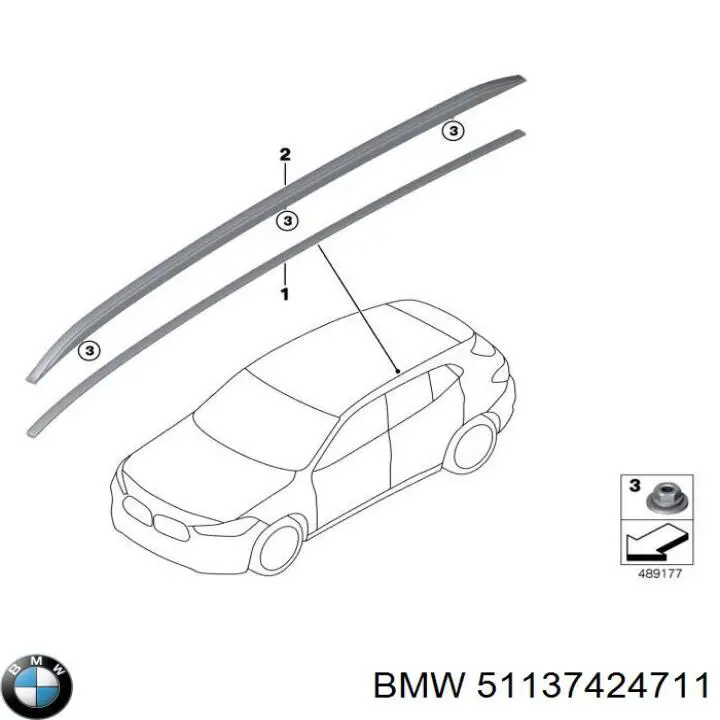 Рейлінг даху лівий BMW 51137424711 ціна, від 303.71 USD