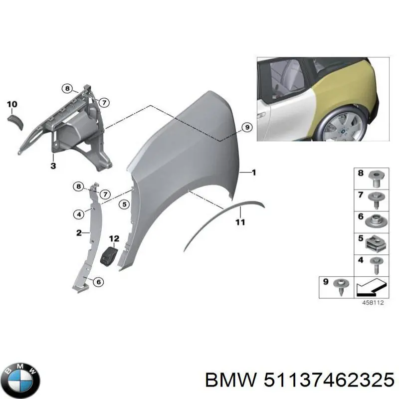 Крило заднє BMW 51137462325 ціна, від 548.02 USD