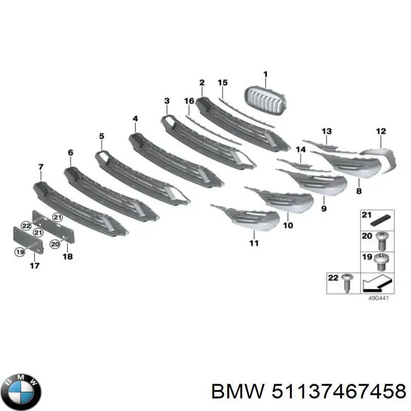 51135A3CE48 BMW Решітка радіатора права