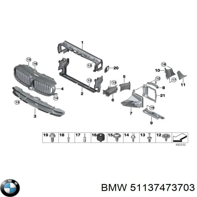 Купити 51137473703 BMW Захисна решітка радіатора