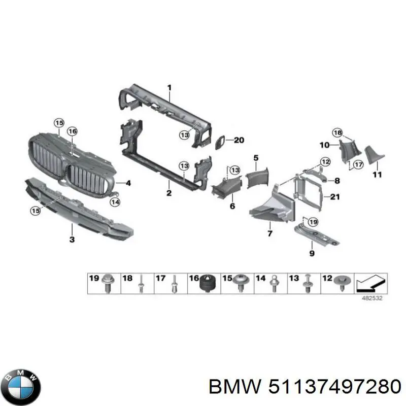 Облицювання радіатора BMW 51137497280 ціна, від 164.70 USD