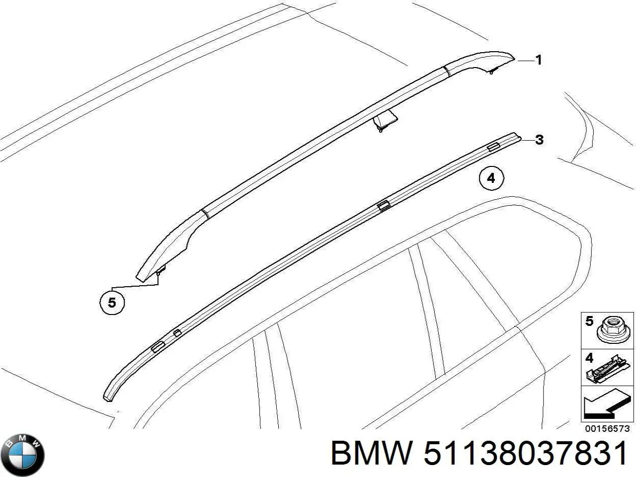 Рейки-рейлінг багажника лівий BMW 51138037831 ціна, від 174.94 USD