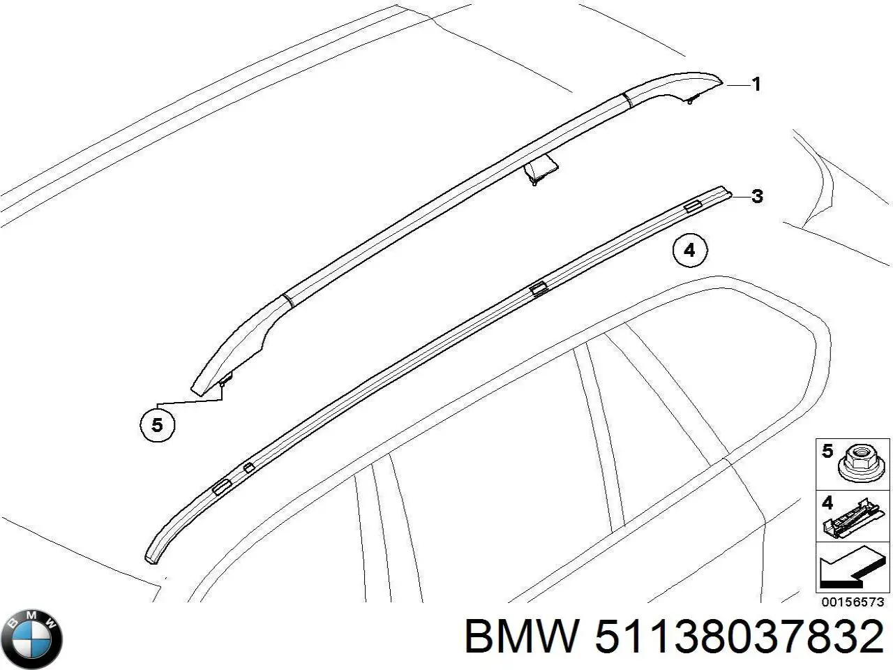 51138037832 BMW Рейки-рейлінг багажника правий