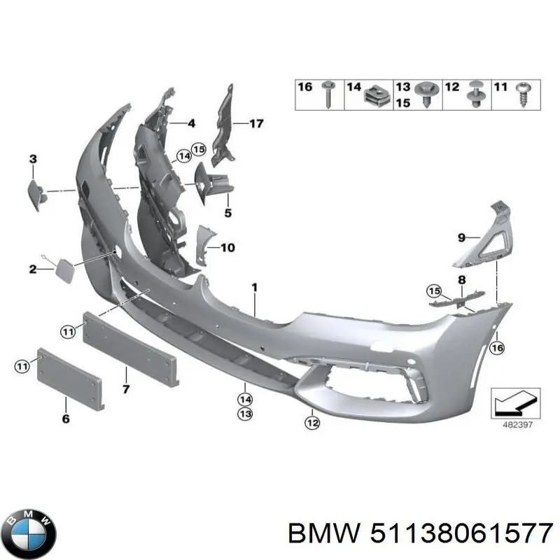 Кріплення переднього номера автомобіля BMW 51138061577 ціна, від 75.76 USD