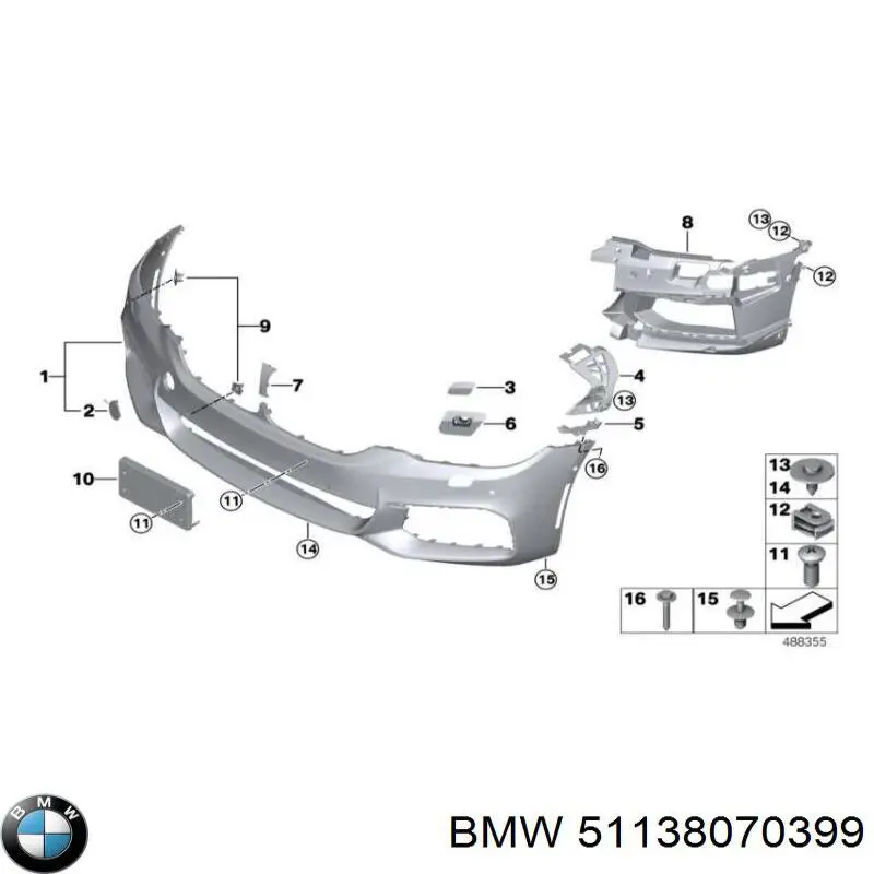 Кріплення переднього номера автомобіля на BMW 5 (G30, F90)