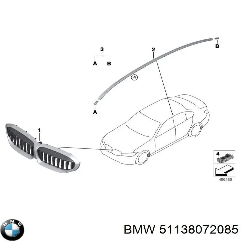 Облицювання радіатора BMW 51135A54560 ціна, від 81.54 USD