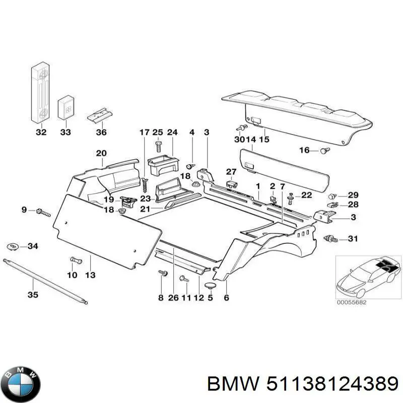 Пістон (кліп) кріплення решітки радіатора до панелі 51138124389 BMW