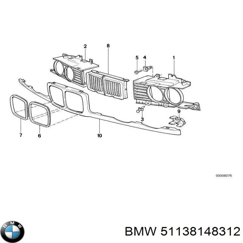 Решітка радіатора права на BMW 5 (E34)