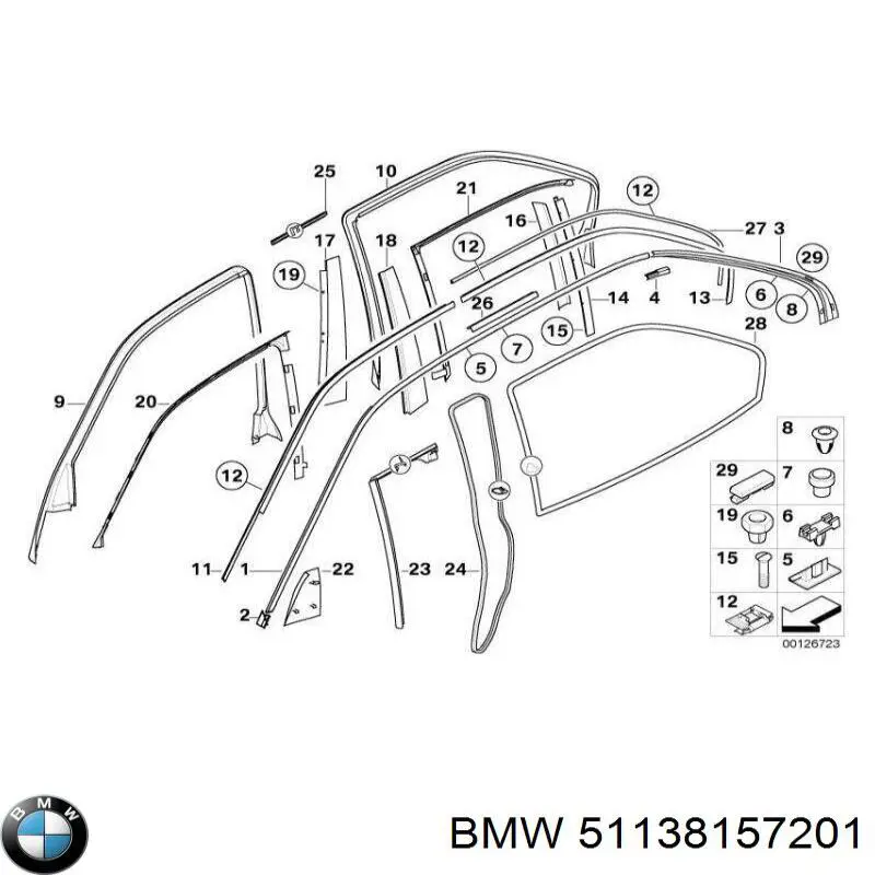 Пістон (кліп) кріплення підкрилки переднього крила 51138157201 BMW