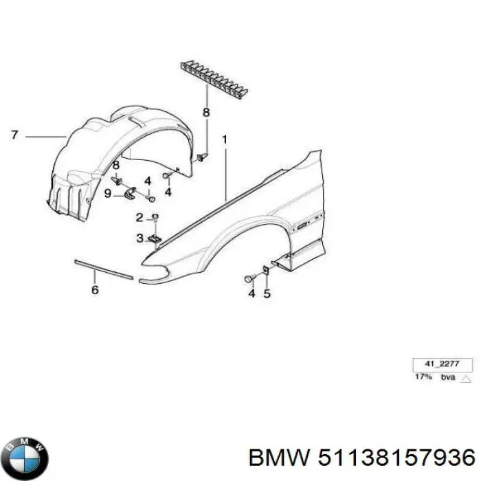 51138157936 BMW вія (накладка правої фари)