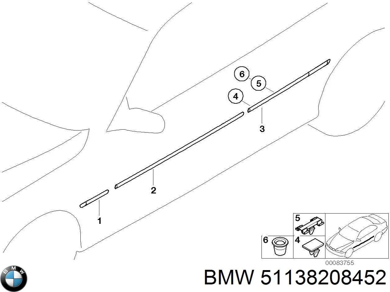 Молдинг задніх правих дверей на BMW 3 (E46)
