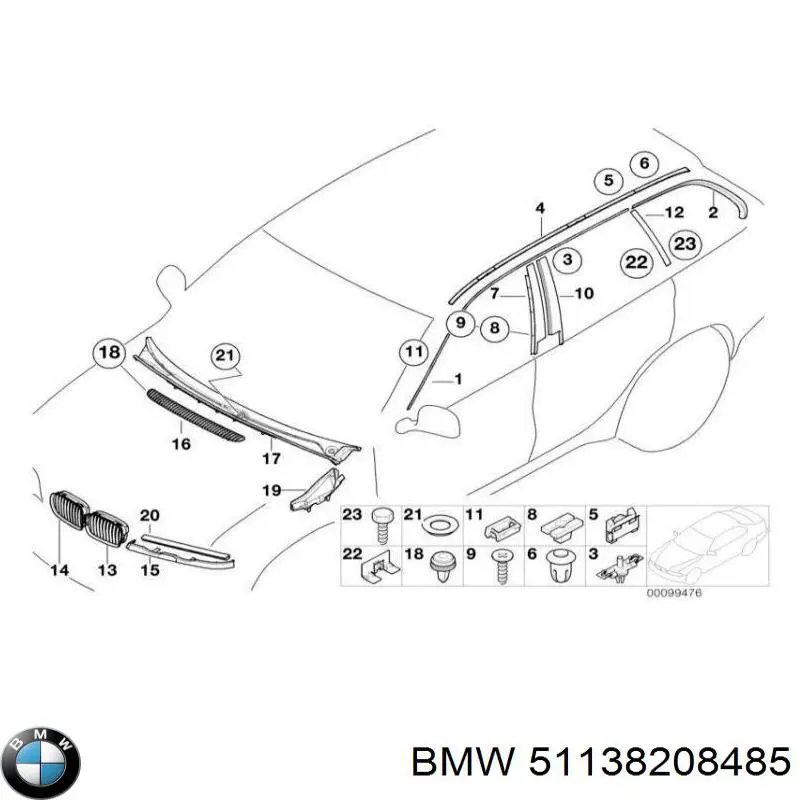 51138208485 BMW вія (накладка лівої фари)