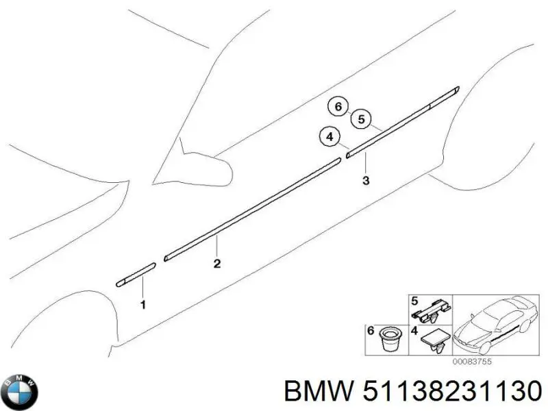 Кліпса (пістон) кріплення молдинга двері 51138231130 BMW