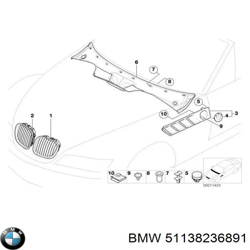 Вія (накладка) лівої фари BMW 51138236891 ціна, від 17.14 USD