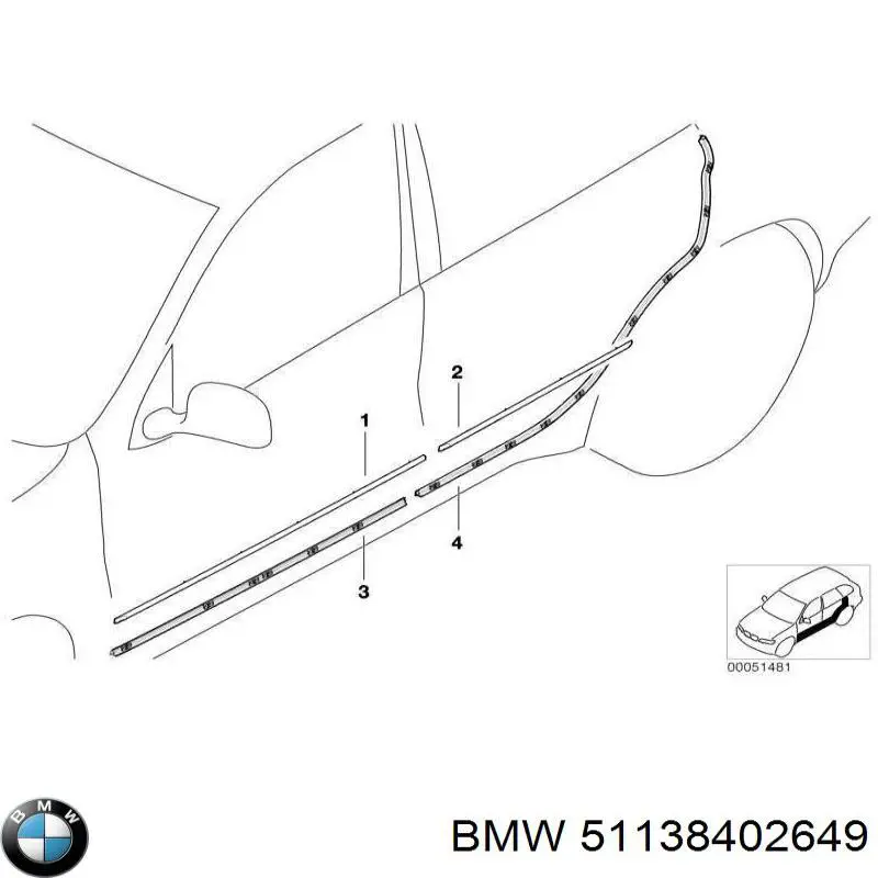 Молдинг передньої лівої двері BMW 51138402649 ціна, від 91.34 USD