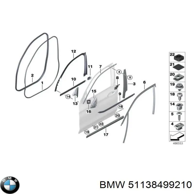 51138499210 BMW Молдинг передніх правих дверей, нижній