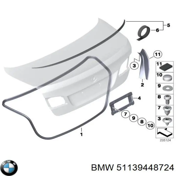 Купити 51139448724 BMW Кронштейн заднього номерного знака