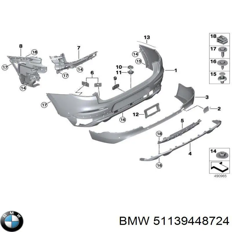 Кріплення заднього номера автомобіля BMW 51139448724 ціна, від 1.41 USD