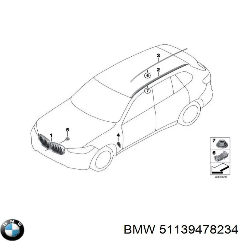 51139478234 BMW Молдинг даху, правий