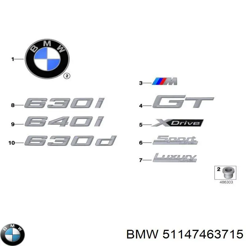 Емблема на кришку багажника, фірм.значок BMW 51147463715 ціна, від 12.65 USD